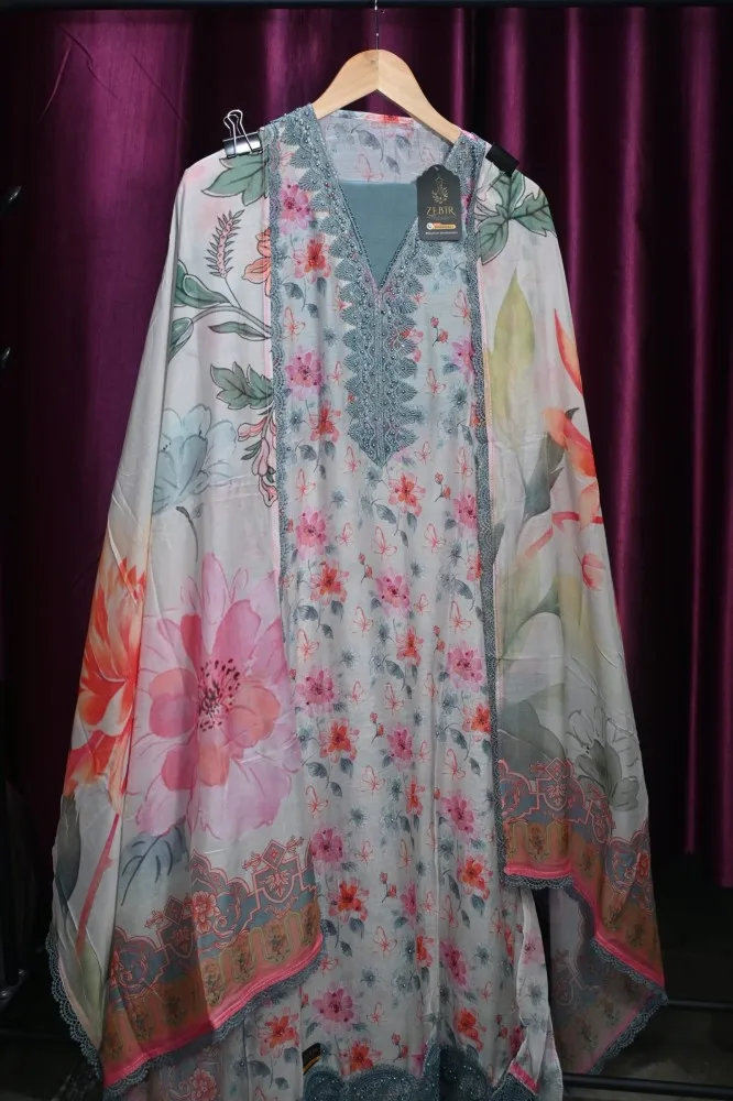 Soft Premium Masleen Digital Printed Kurti Set with Lace Work on Daman and Neck