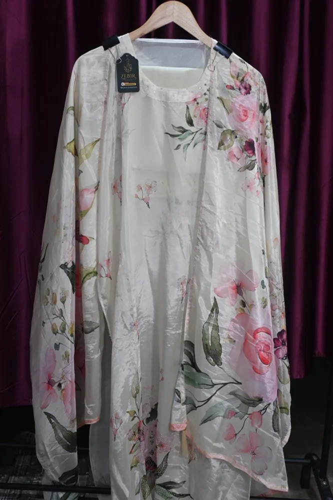 Glass Organza Digital Printed Suit with Matching Dupatta & Rayon Cotton Bottom