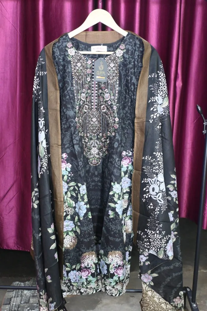 Ready-Made Pure Cotton Digital Printed Suit with Exclusive Heavy Self Embroidery, Malmal Cotton Dupatta & Pure Cotton Bottom (Size: Double XXL)